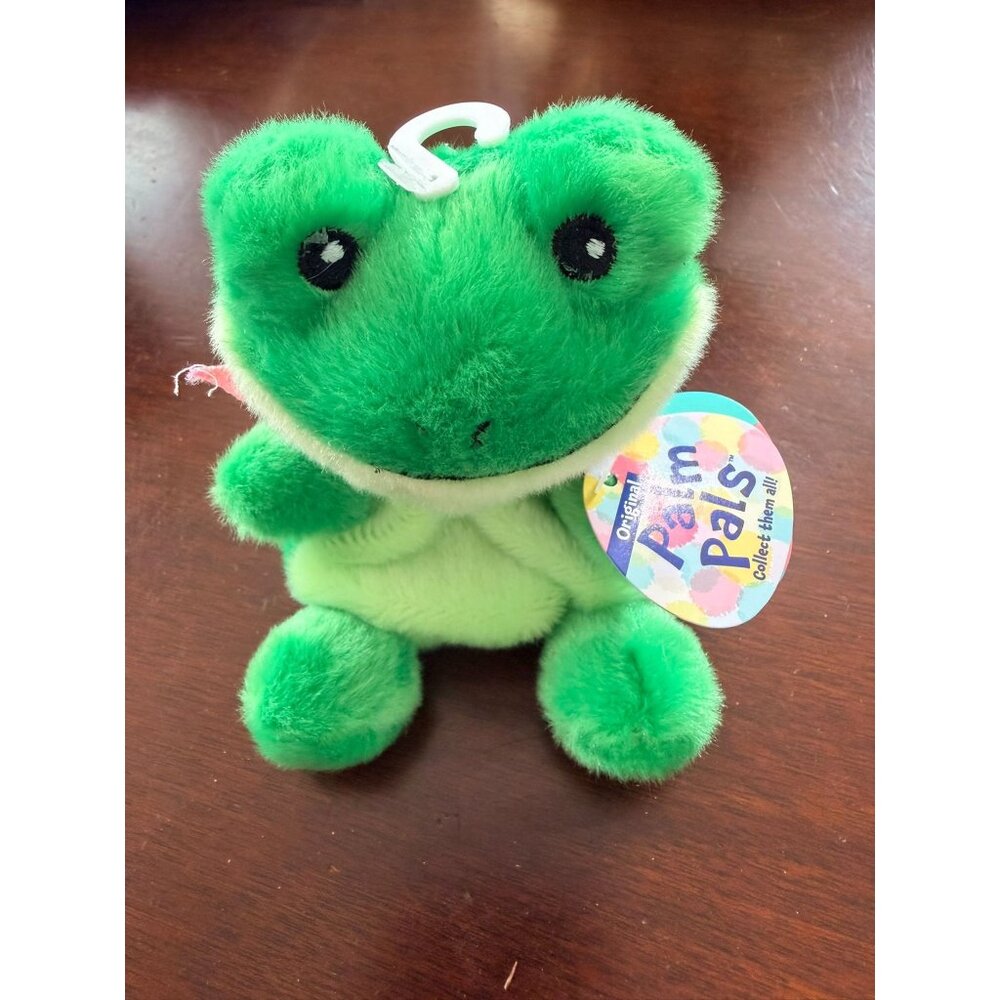 Aurora Palm Pals Ribbit Frog Eco-Friendly Plush Toy With Pink Bandana